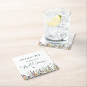 ワイルドフラワーズと蝶ブライダルシャワーパーティー ペーパーコースター (インサイチュ)