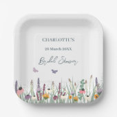 ワイルドフラワーズと蝶ブライダルシャワーパーティー ペーパープレート (正面)