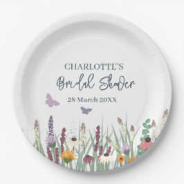 ワイルドフラワーズと蝶ブライダルシャワーパーティー ペーパープレート