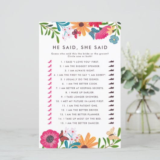 ワイルドフラワーズは彼女がブライダルシャワーゲームを言った (スタンド正面)