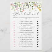 ワイルドフラワーズは彼女がブライダルシャワーゲームを言った (正面)