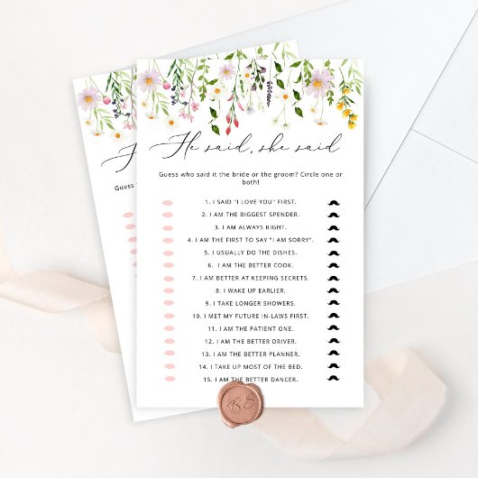 ワイルドフラワーズは彼女がブライダルシャワーゲームを言った