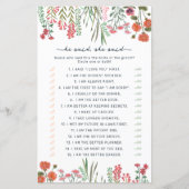 ワイルドフラワーズは彼女がブライダルシャワーゲームを言った (正面)