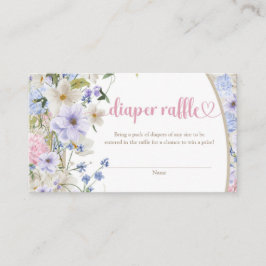 ワイルドフラワーズアイボリーパステルピンク赤面おむつラッフル エンクロージャーカード