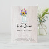 ワイルドフラワーズアンドサンフラワーズメイソンジャーブライダルシャワー 招待状 (スタンド正面)