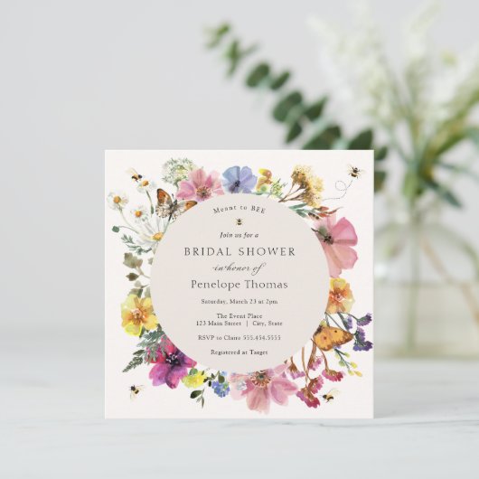 ワイルドフラワーズアンドビーミッドサマーフローラブライダルシャワー 招待状 (スタンド正面)