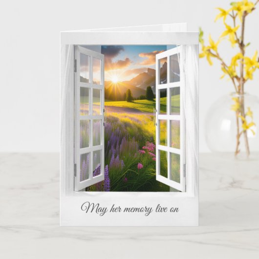 ワイルドフラワーズアンドマウンテンサンライズ悔やみや弔慰 カード (黄色い花)