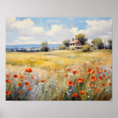 ワイルドフラワーズインカントリーフィールド素朴ファームハウス ポスター (正面)