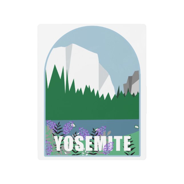 ワイルドフラワーズインヨセミテ国立公園イラストレーション メタルプリント (正面)