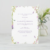 ワイルドフラワーズイン開花ラベンダー結婚式招待状 招待状 (スタンド正面)