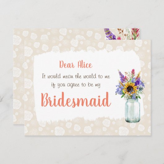 ワイルドフラワーズウィズメイドカード インビテーションポストカード (正面/裏面)