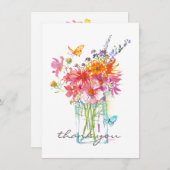 ワイルドフラワーズウォーターカラーインベインフラットサンキューカード サンキューカード (正面/裏面)