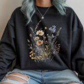 ワイルドフラワーズウォーターカラーコテージコア自然ガーデン スウェットシャツ