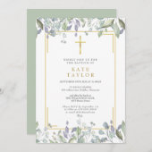 ワイルドフラワーズウォーターカラーフローラ洗礼《キリスト教》洗礼式や命名式 招待状 (正面/裏面)