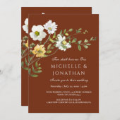 ワイルドフラワーズオンテラコッタクリスチャン結婚ズ 招待状 (正面/裏面)