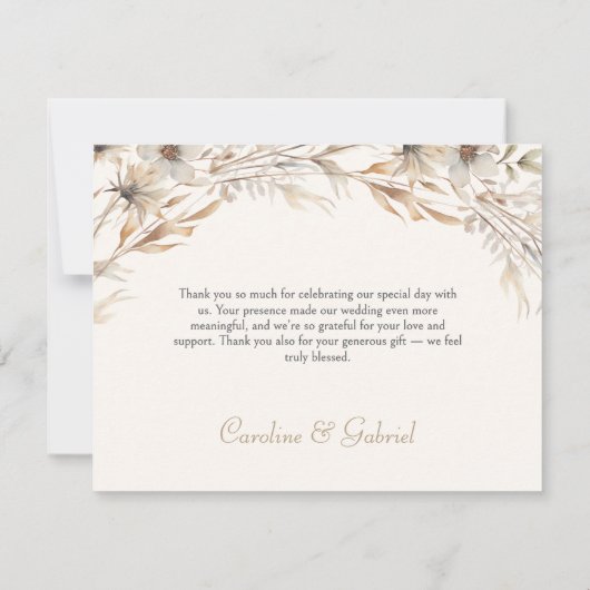 ワイルドフラワーズオータム秋エレガントな結婚式 サンキューカード (裏面)
