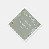 ワイルドフラワーズカスケードセージ結婚グリーン スタンダードカクテルナプキン (角)