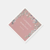 ワイルドフラワーズカスケードダスティーバラ結婚ピンク スタンダードカクテルナプキン (角)