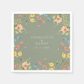 ワイルドフラワーズカラフルセージ庭園の結婚式 スタンダードカクテルナプキン (正面)