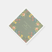 ワイルドフラワーズカラフルセージ庭園の結婚式 スタンダードカクテルナプキン (角)