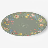 ワイルドフラワーズカラフルセージ庭園の結婚式 ペーパープレート (アングル)