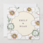 ワイルドフラワーズカントリーウェディングパステルモダンフローラ 招待状 (裏面)