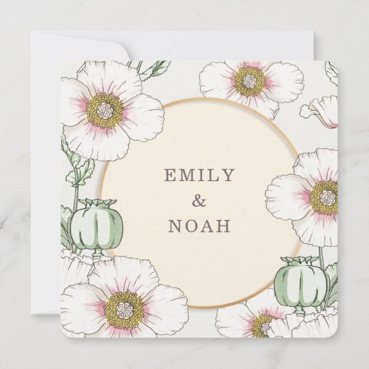 ワイルドフラワーズカントリーウェディングパステルモダンフローラ 招待状 (裏面)