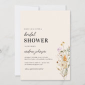 ワイルドフラワーズカントリー素朴クリームブライダルシャワー 招待状 (正面)