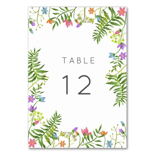 ワイルドフラワーズカントリー結婚ボタニカル テーブルナンバー (正面)