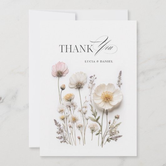 ワイルドフラワーズガーデンエレガントウェディングサンキューカード サンキューカード (正面)