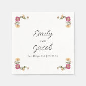 ワイルドフラワーズガーデンエレガントパーティーシンプルズ結婚ーズ スタンダードカクテルナプキン (正面)