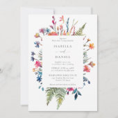 ワイルドフラワーズガーデンカラフルモダンハッピーズ 招待状 (正面)