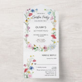 ワイルドフラワーズガーデンパーティー誕生日 オールインワン招待状 (内側)