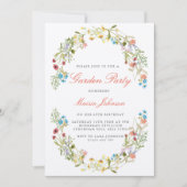 ワイルドフラワーズガーデン素朴パーティー誕生日 招待状 (正面)