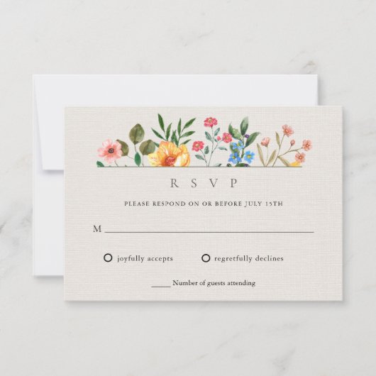 ワイルドフラワーズガーデン結婚ボタニカル 出欠カード (正面)