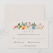 ワイルドフラワーズガーデン結婚ボタニカル 出欠カード (正面/裏面)