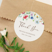 ワイルドフラワーズガーデン結婚花模様ズベージュ ラウンドシール