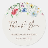 ワイルドフラワーズガーデン結婚花模様ズベージュ ラウンドシール (正面)