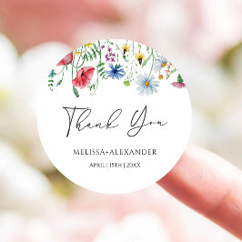 ワイルドフラワーズガーデン結婚花模様 ラウンドシール