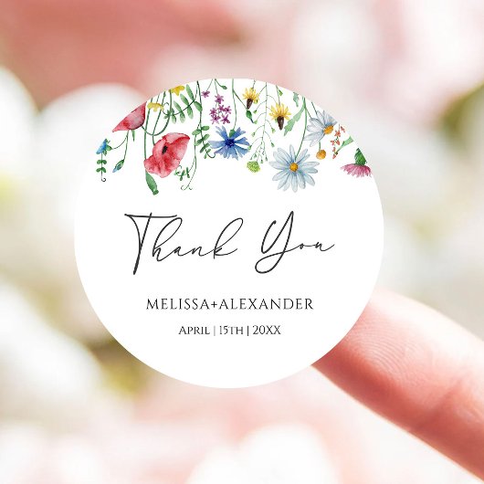 ワイルドフラワーズガーデン結婚花模様 ラウンドシール