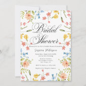 ワイルドフラワーズガ素朴ーデンカラフルブライダルシャワー 招待状 (正面)