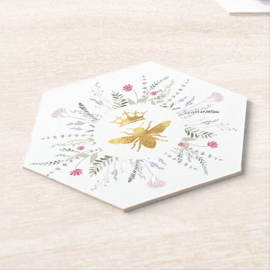 ワイルドフラワーズクイーンビーデザイン ペーパーコースター (アングル)