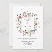 ワイルドフラワーズスクエアフレームエレガントな結婚式 招待状 (正面)