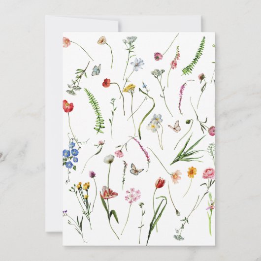 ワイルドフラワーズスクエアフレームエレガントな結婚式 招待状 (裏面)