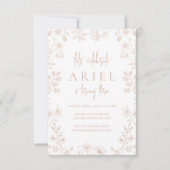 ワイルドフラワーズスケッチかわいいフローラの女の子の誕生日 招待状 (正面)