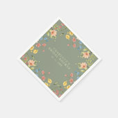 ワイルドフラワーズセージガーデンカラフルブライダルシャワー スタンダードカクテルナプキン (角)