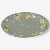 ワイルドフラワーズセージガーデンカラフルブライダルシャワー ペーパープレート (アングル)