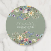 ワイルドフラワーズセージグリーンカラフルブライダルシャワー フェイバータグ (正面)