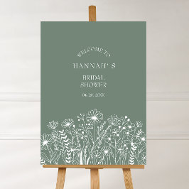 ワイルドフラワーズセージグリーンブライダルシャワーへようこそ ポスター