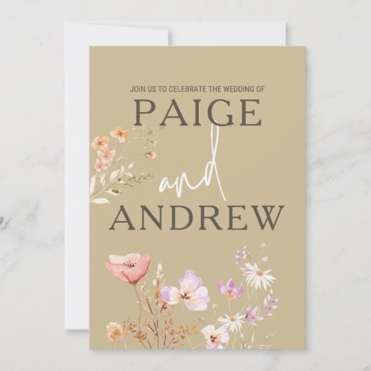 ワイルドフラワーズタンファームハウス結婚式招待状2 招待状 (正面)